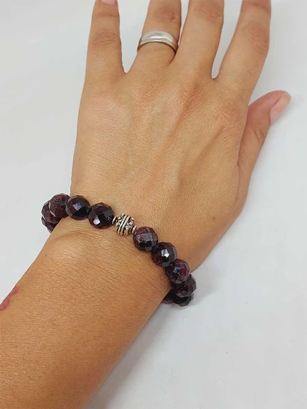 Sirius Serisi Lal (Granat) (Garnet) Taşı 10mm Unisex Bileklik (52918) - Resim 4