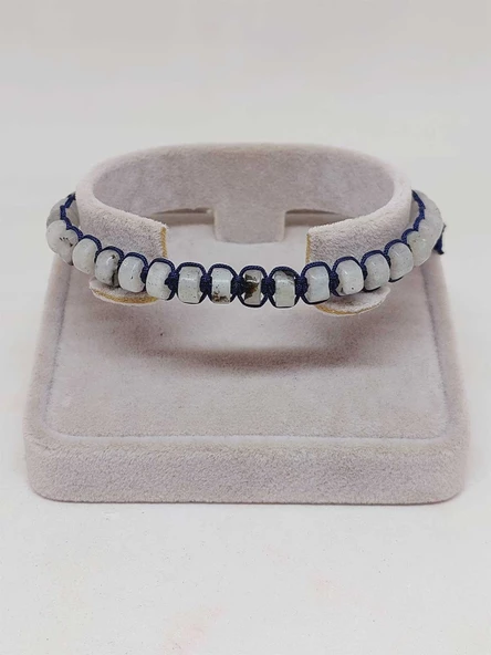 Ay Taşı Rondela Kesim Makrome Tasarım Unisex Bileklik (49356) - Resim 4