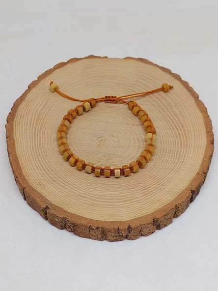 Akik Taşı Rondela Kesim Makrome Tasarım Unisex Bileklik (49352) - Resim 5