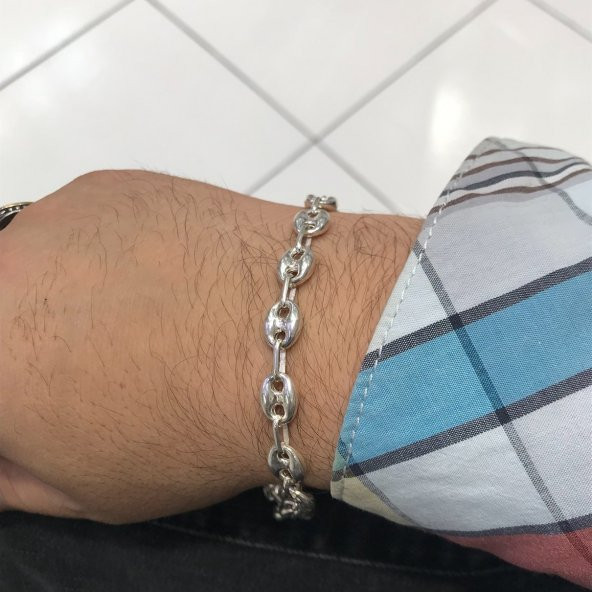 Taşsız İtalyan Spor Tarz Trend 9 mm Gümüş Erkek Bileklik - 2