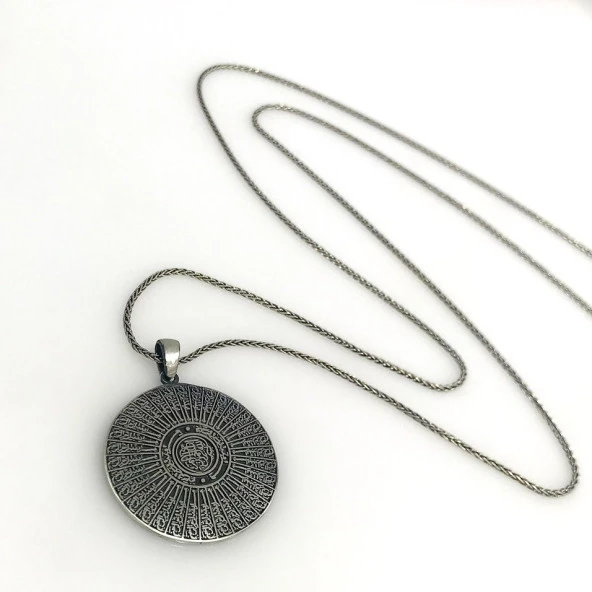 99 Besmele-i Şerif 60 cm Tilki Kuyruğu Gümüş Kolye - Resim 2