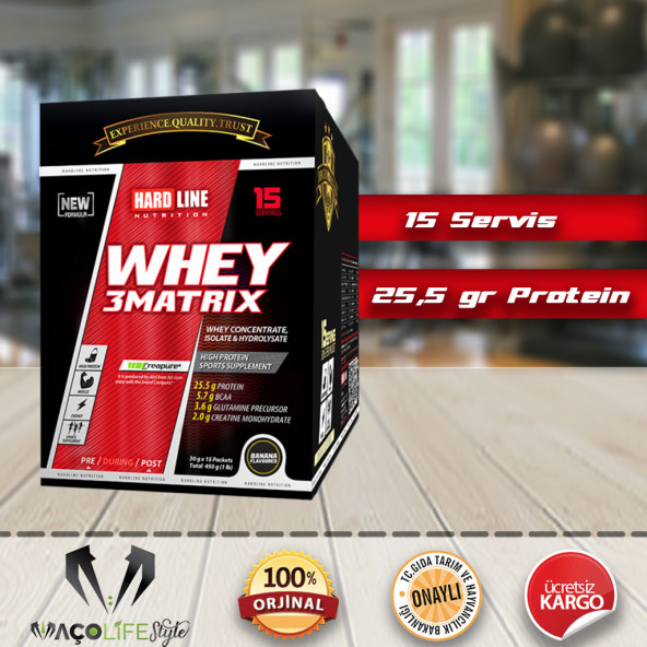 Hardline Nutrition Whey 3 Matrix 30 gr Protein Tozu 15 Şase