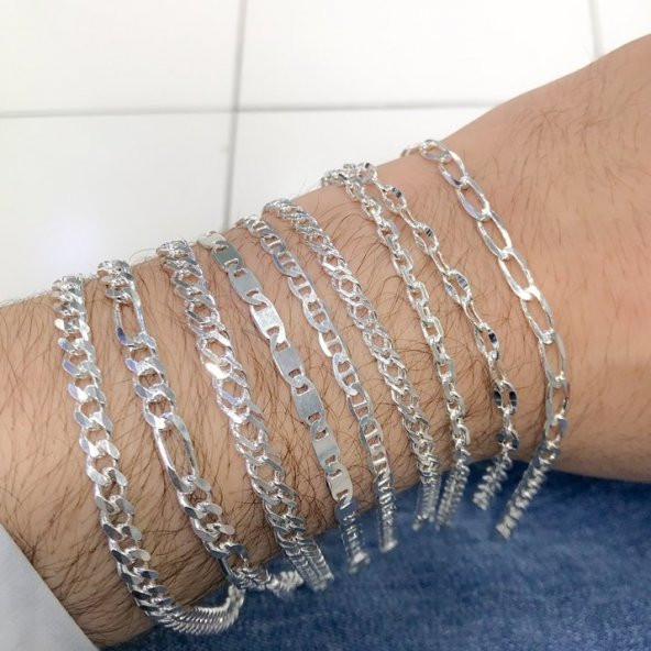Kalın Gurmet 5 mm Klasik Gümüş Erkek Bileklik - 2