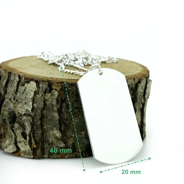 925 Gümüş Düz Boş Asker Künyesi Gümüş Erkek Kolye Zincir - Resim 4