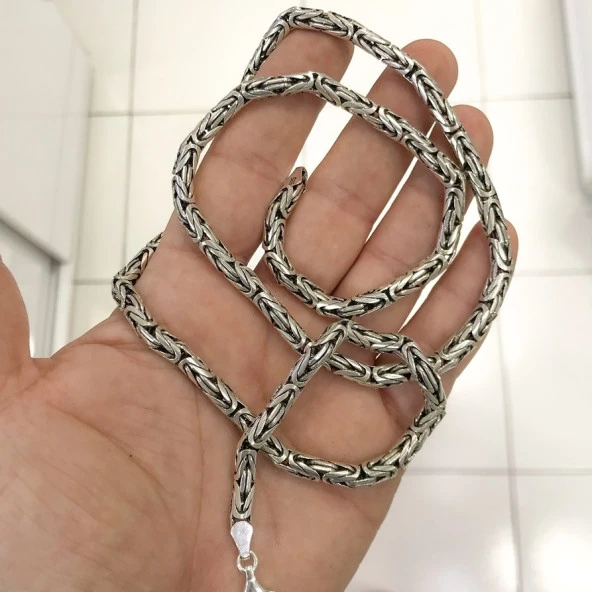 70 cm 86 gr 5 mm Düz Kalın Kral Zinciri Gümüş Erkek Kolye - Resim 2