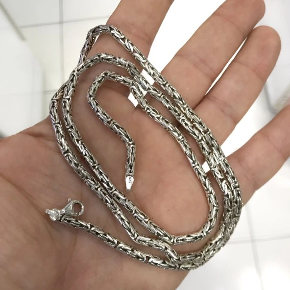 70 cm 40 gr 3 mm Düz Kral Zinciri Gümüş Erkek Kolye - Resim 2