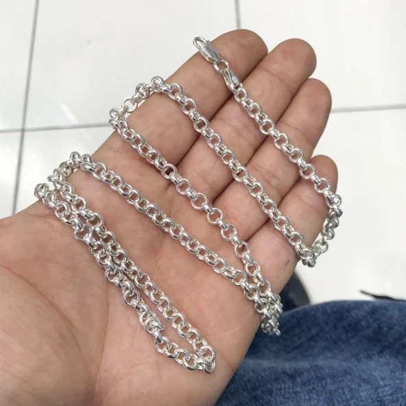 Yuvarlak Halka Halka Spor 20 gr 60 cm Gümüş Erkek Kolye Zincir - 3