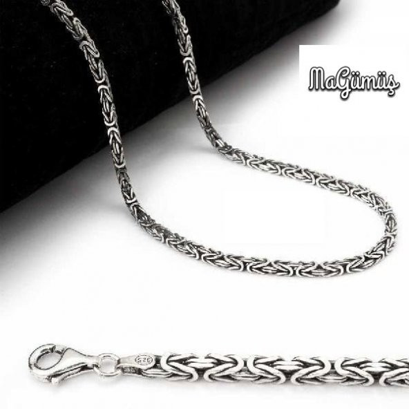 60 cm Kral Zinciri Köşeli Gümüş Erkek Zincir - Resim 2