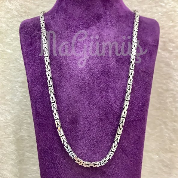 60 cm Kral Zinciri Köşeli Gümüş Erkek Zincir - Resim 4