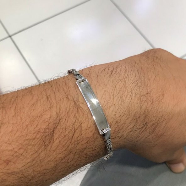 İsim Yazılı Künye Kral Zinciri Gümüş Bileklik - 3