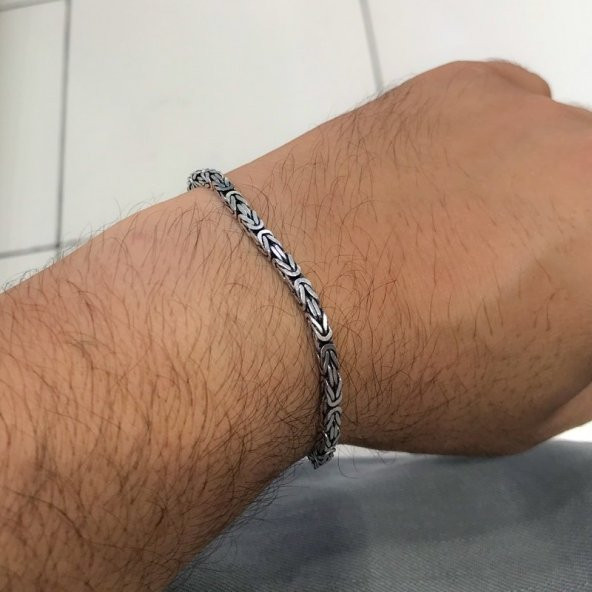 İdeal Boy Kral Zinciri Gümüş Erkek Bileklik - 3