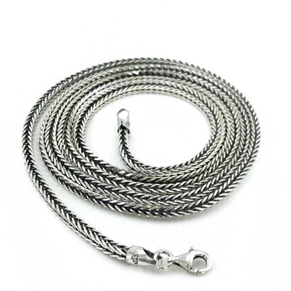 70 cm Tilki Kuyruğu Modeli Köşeli Gümüş Erkek Zinciri Zincir ürün görseli