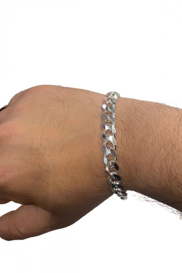 10 mm Gurmet Kalın Spor Kalite 925 Gümüş Bileklik - 2