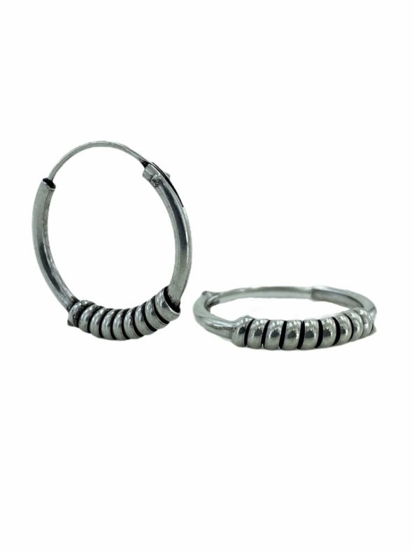 18 mm Oksitli Spor Taşsız Unisex 925 Gümüş Halka Küpe