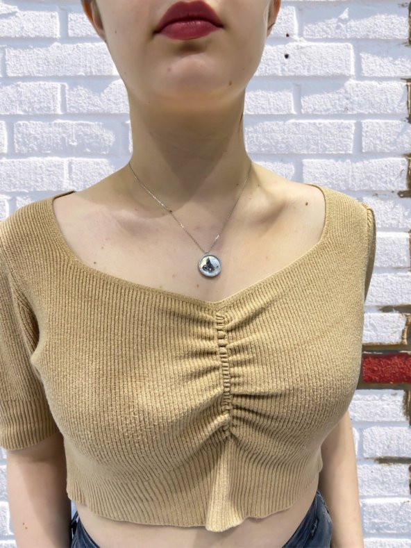 Sedef Üzeri Tuğra Üst Kalite 925 Gümüş Kolye - Resim 2