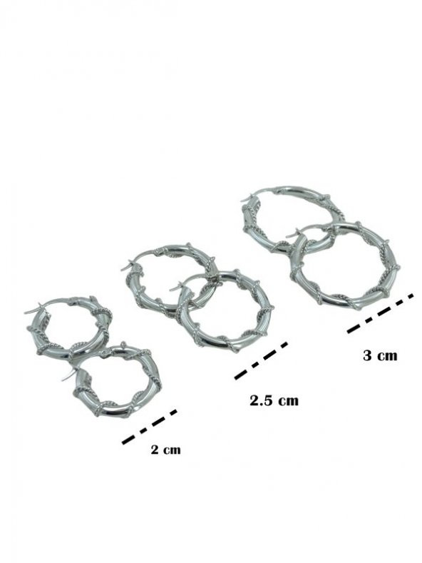 2 cm Beyaz Rodaj Üst Kalite Sarmaşık 925 Gümüş Halka Küpe - 4