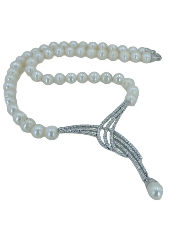 MaGümüş Suyolu Gerçek İnci Gerdanlık 925 Gümüş Kolye - 3