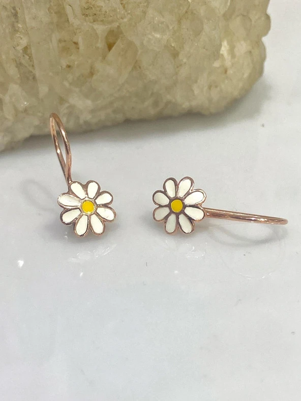 Yeni Altın Modeli Papatya Bebek Çocuk Küpesi Gümüş Küpe - Resim 3