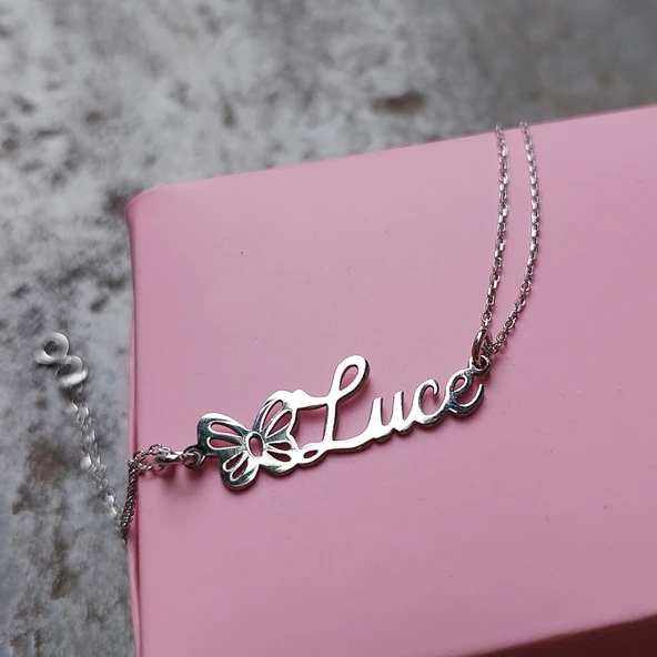 925 Ayar Gümüş Kişiye Özel İsimli Kelebek Bileklik - Resim 4