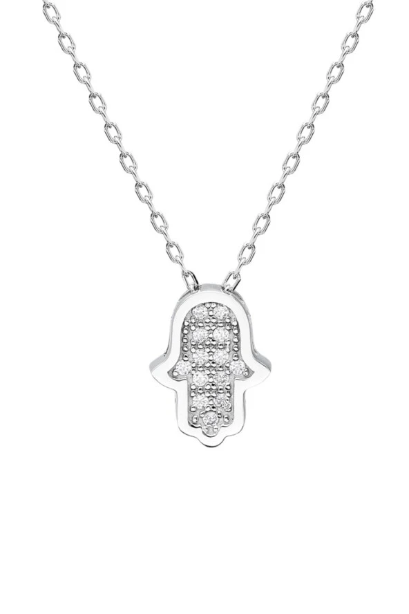 Sertifikalı Swarovski Taşlı Minik El 925 Gümüş Kolye