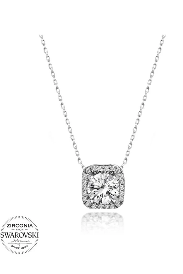 Sertifikalı Swarovski 3.00 Carat Tektaş 925 Gümüş Kolye - 3