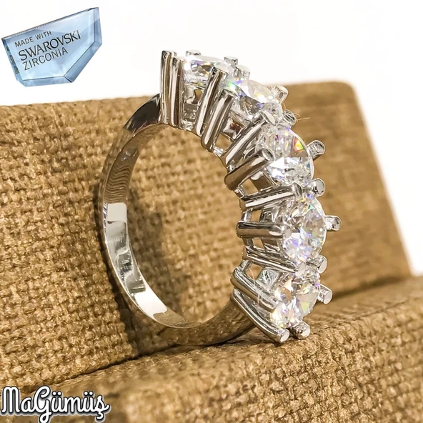 Swarovski Pırlanta Modeli Beştaş Gümüş Bayan Yüzük - 4