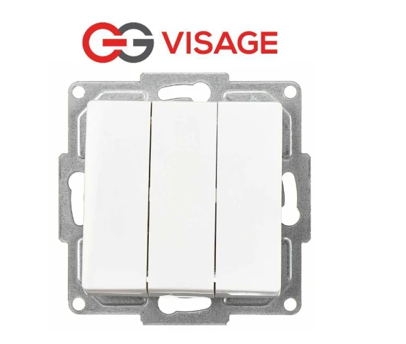 Günsan Visage Beyaz Üçlü Anahtar Çerçevesiz