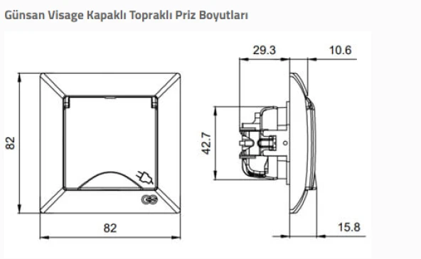 Günsan Visage Beyaz Topraklı Priz Çerçevesiz - 2