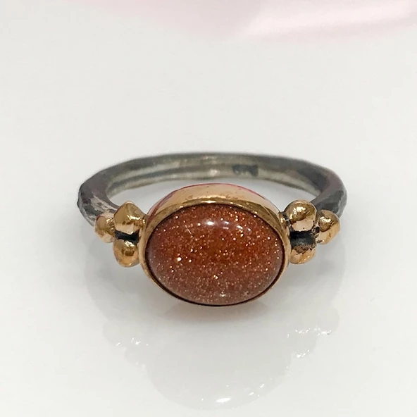 El Üretim Doğal Yıldız Taş Otantik Gümüş Yüzük - 3