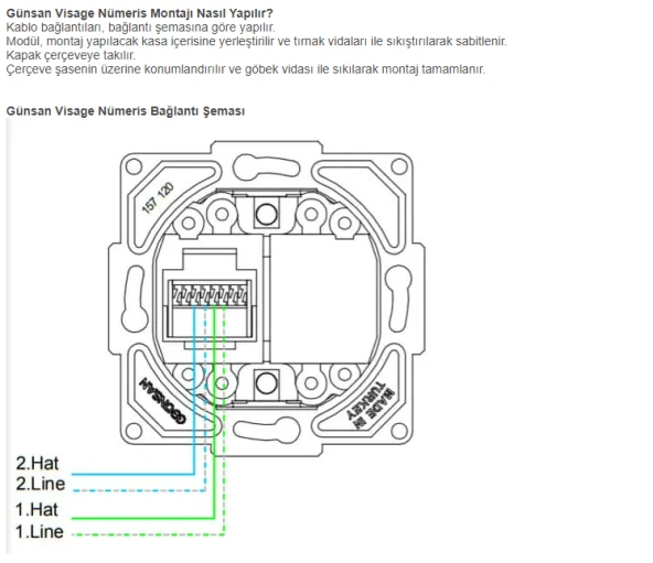 Günsan Visage Beyaz Telefon Prizi (CAT3) Çerçevesiz - Resim 2