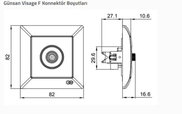 Günsan Visage Beyaz TV Priz Sonlu F Konnektörlü Çerçevesiz - 2