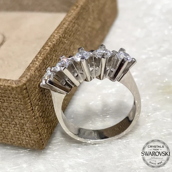 Yeni Orijinal Swarovski Beştaş Prenses Tacı Gümüş Yüzük - Resim 3