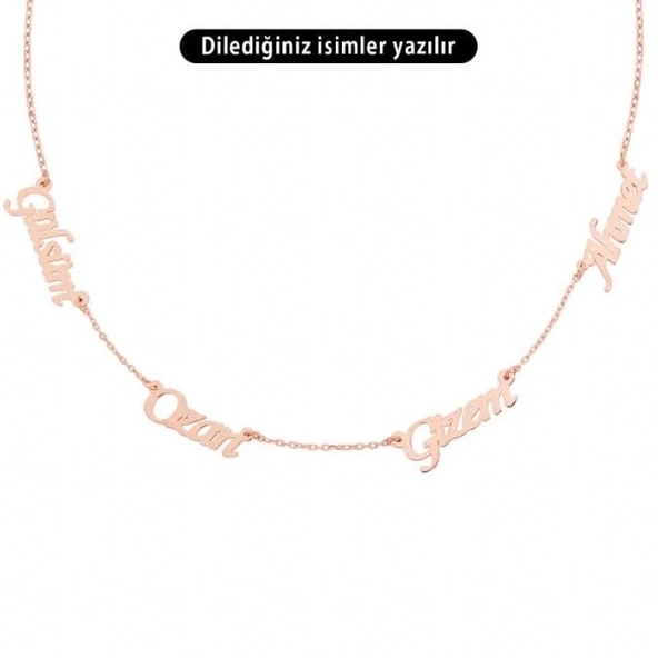 4 Dört İsimli Gümüş Aile Kolyesi - 4