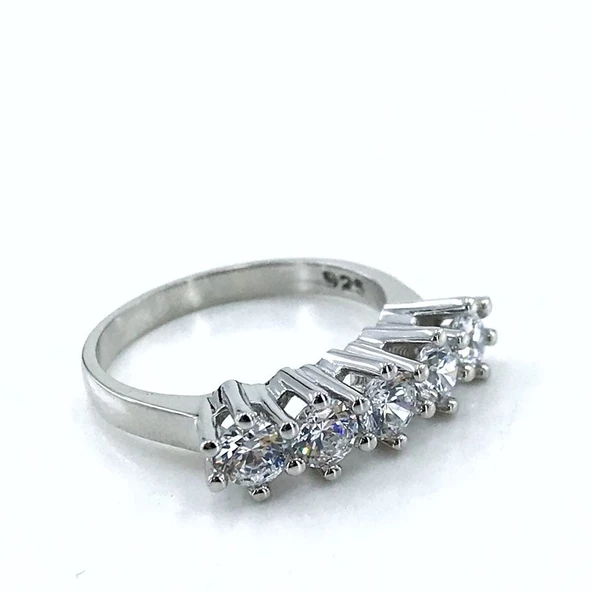 Pırlanta İşçilik Orijinal Swarovski Beştaş Gümüş Yüzük - 3