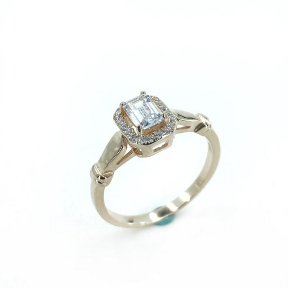 Baget Zirkon Sade Kibar Şık 925 Gümüş Tektaş Yüzük - 2