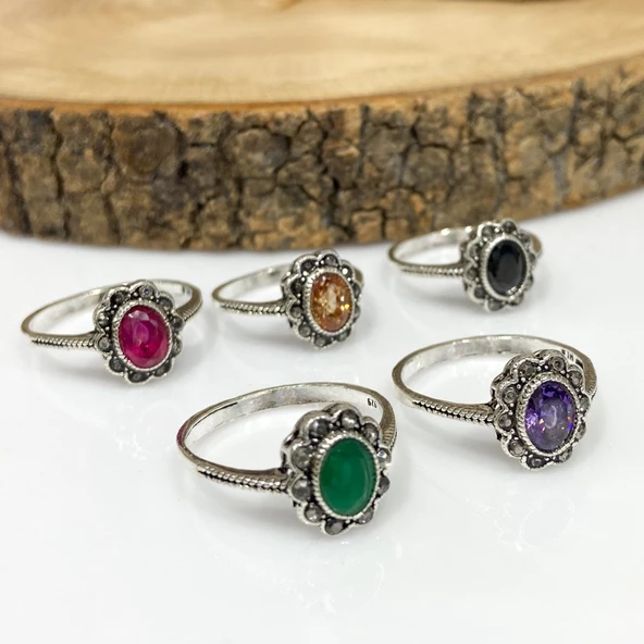 Minik Siyah Taşlı Markazit Otantik 925 Gümüş Yüzük - Resim 2