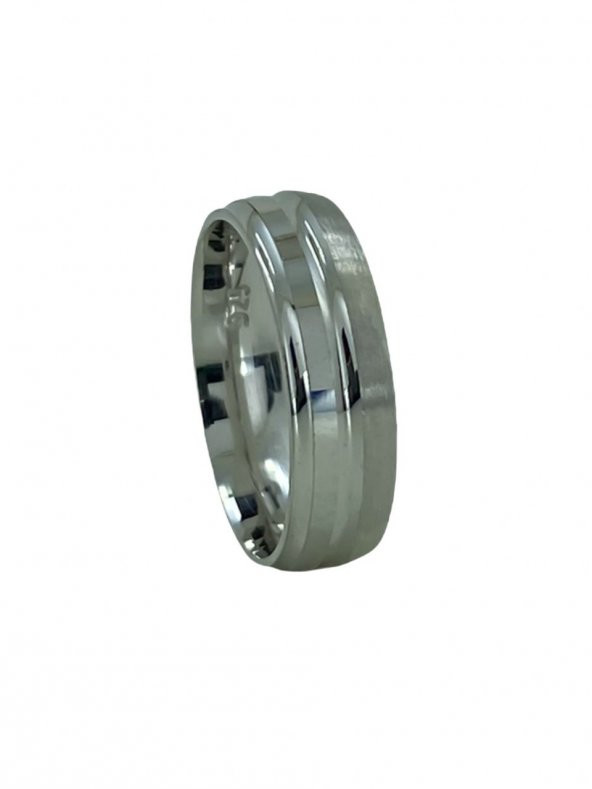Yeni Sade Zarif 6 mm 925 Gümüş Erkek Alyans Yüzük - 1