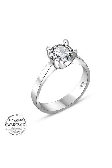 Swarovski Sertifikalı Tektaş 925 Gümüş Yüzük - Resim 2