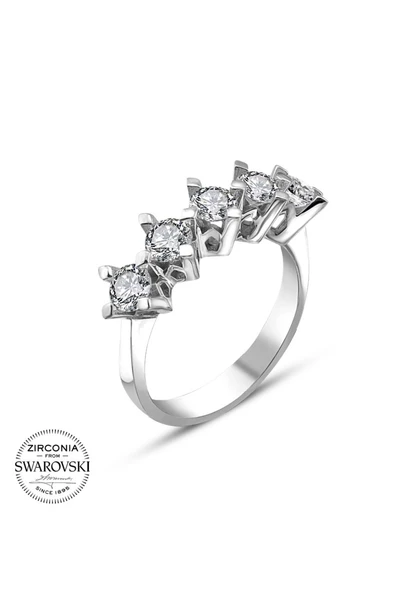 Sertifikalı Swarovski Taşlı Beştaş 925 Gümüş Yüzük - Resim 2