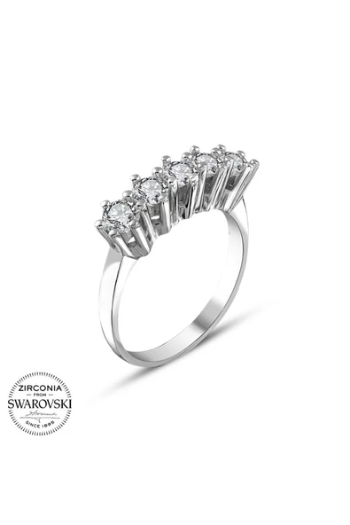 Sertifikalı Swarovski Beş Taş 925 Gümüş Yüzük - 2