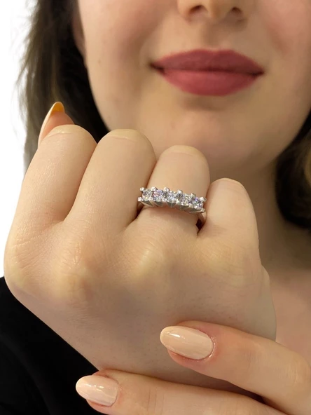 Orijinal Swarovski Pırlanta Modeli Beştaş 925 Gümüş Yüzük - Resim 3