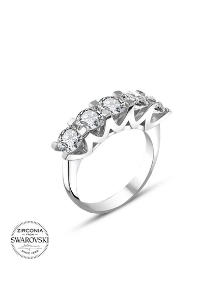 Orijinal Swarovski Pırlanta Modeli Beştaş 925 Gümüş Yüzük - Resim 2