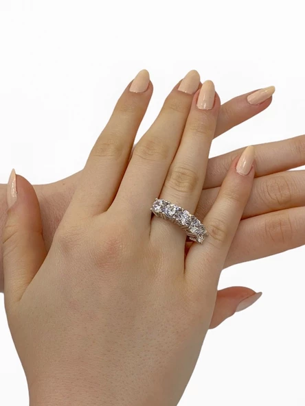 Orijinal Swarovski Pırlanta Modeli Beştaş 925 Gümüş Yüzük - 3