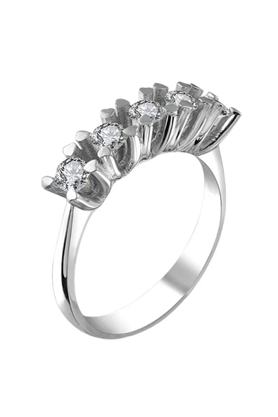 Sertifikalı Swarovski Taş Beştaş 925 Gümüş Yüzük - Resim 3