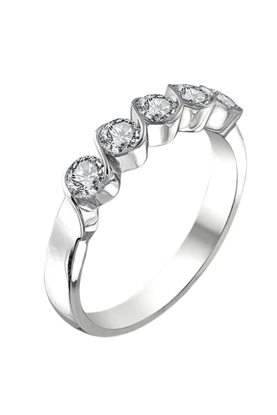 Sertifikalı Swarovski Beş Taş 925 Gümüş Yüzük - Resim 3