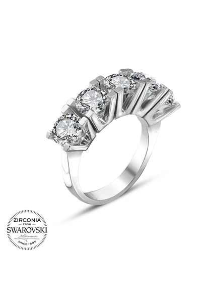 Orijinal Swarovski Pırlanta Modeli Beştaş 925 Gümüş Yüzük - Resim 2