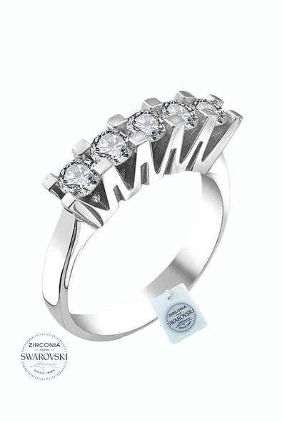 Orijinal Swarovski Pırlanta Modeli Beştaş 925 Gümüş Yüzük - Resim 2