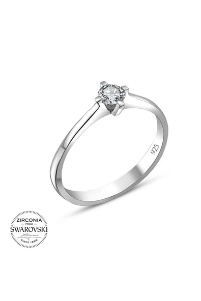 Swarovski Sertifikalı 3 mm Minik Tektaş 925 Gümüş Yüzük - 2