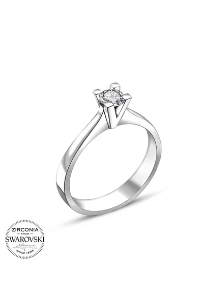 Swarovski Sertifikalı 3 mm Tektaş 925 Gümüş Yüzük - Resim 2