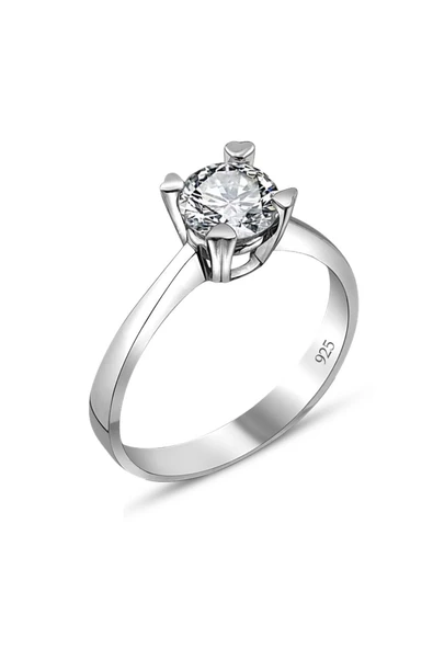 Swarovski Sertifikalı Tektaş 925 Gümüş Yüzük ürün görseli